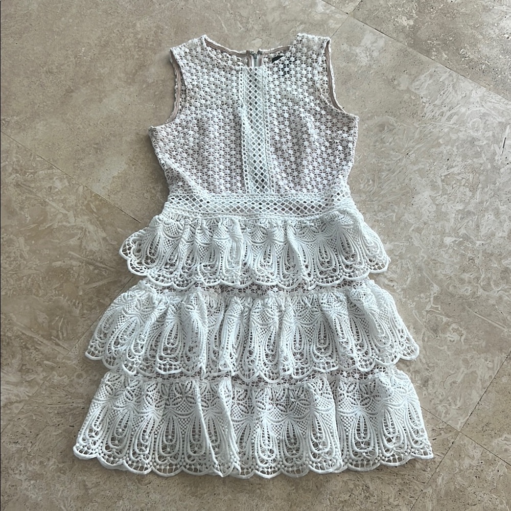 Aqua White Lace Mini Dress